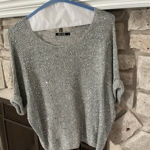 NIC+ZOE Sparkling Gray Knit Top/sweater